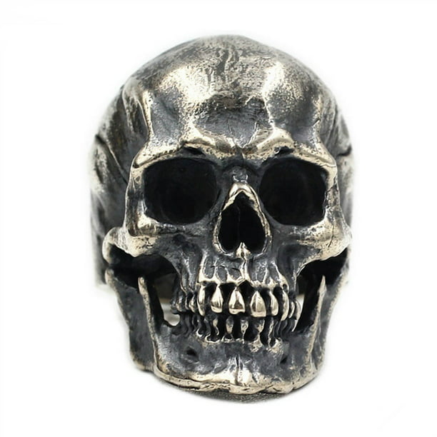 New Skull Wall Grim Reaper Skulls Mens Gothic Biker Silver Ring
